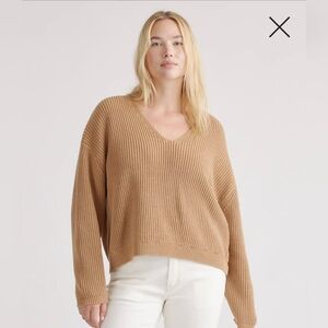 Quince 100% Organic Cotton Fisherman V-Neck Sweater